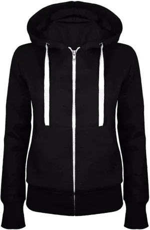 Women Casual Full Zip Up Hoodie Long Sleeve Fall Sweatshirts Jacket Solid Color Comfy Loose Hoodies Tops with Pockets