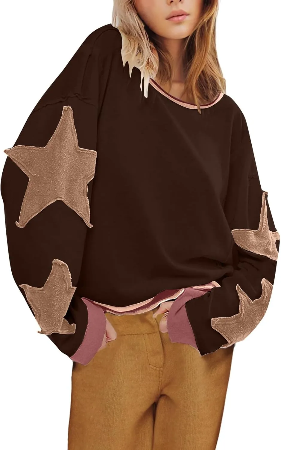 Women Crop Sweatshirts Long Sleeve Trendy Graphic Design Pullover Tops Casual Loose Crewneck Sweatshirt