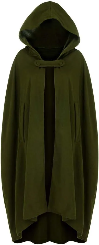 Women Hooded Trench Coat Open Front Cardigan Cloak Trendy Halloween Cosplay Costumes Tops Plain Long Hoodie Jacket Cape