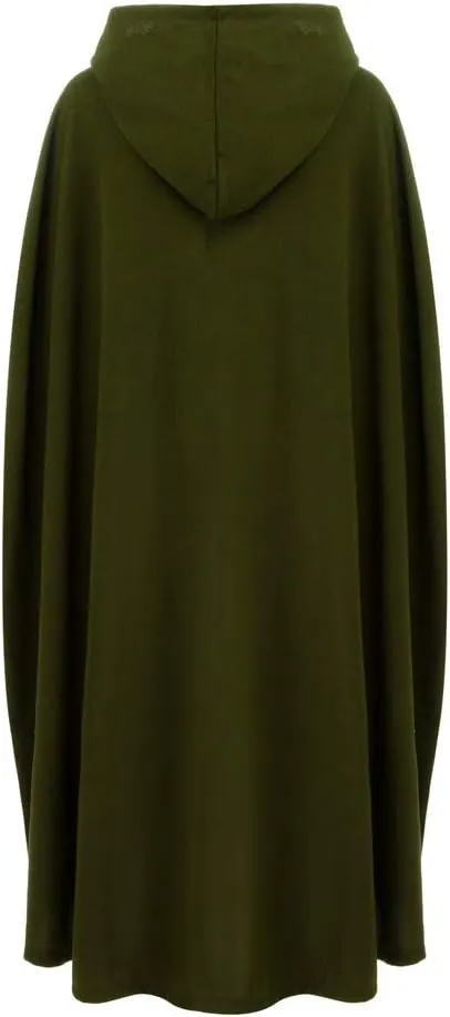 Women Hooded Trench Coat Open Front Cardigan Cloak Trendy Halloween Cosplay Costumes Tops Plain Long Hoodie Jacket Cape