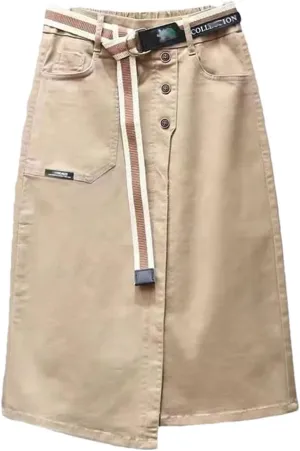 Women Irregular Denim Skirt for Elastic High Waisted A-Line Buttocks Wrapped Skirts for