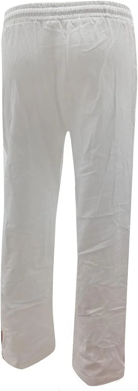 Women Linen Pants 2025 Summer Trendy High Waist Straight Leg Drawstring Loose Fit Trousers with Side Pockets