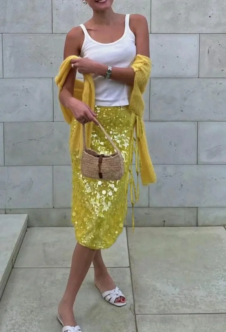 Women Sequin Bead Maxi Skirt Y2K Sparkly High Waist Bodycon Skirt Night Out Party Glitter Long Skirt