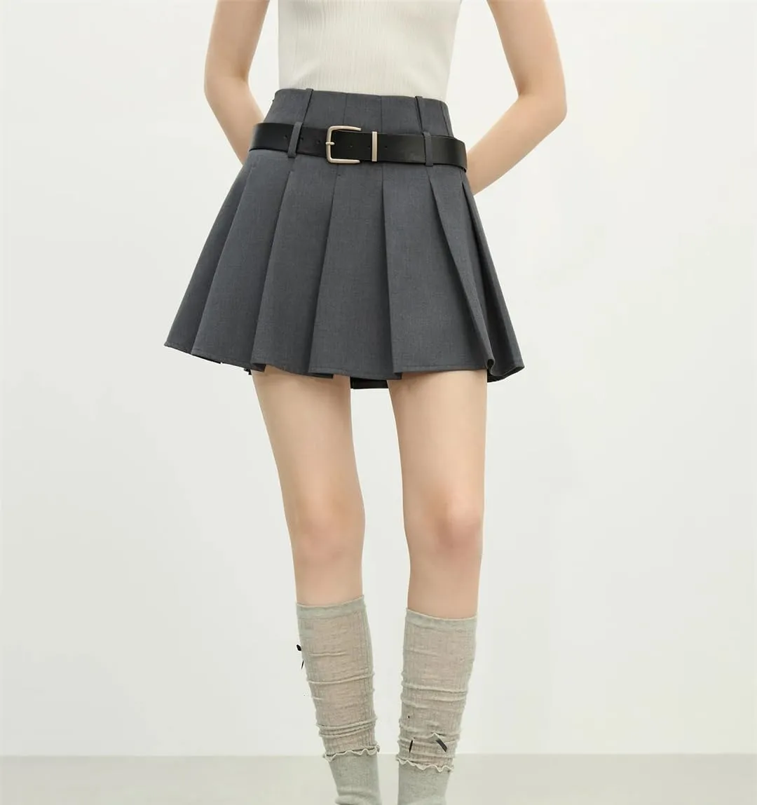 Women Spring Office High Waisted Pleated Skirt Casual Lightweight A-Line Skirts
