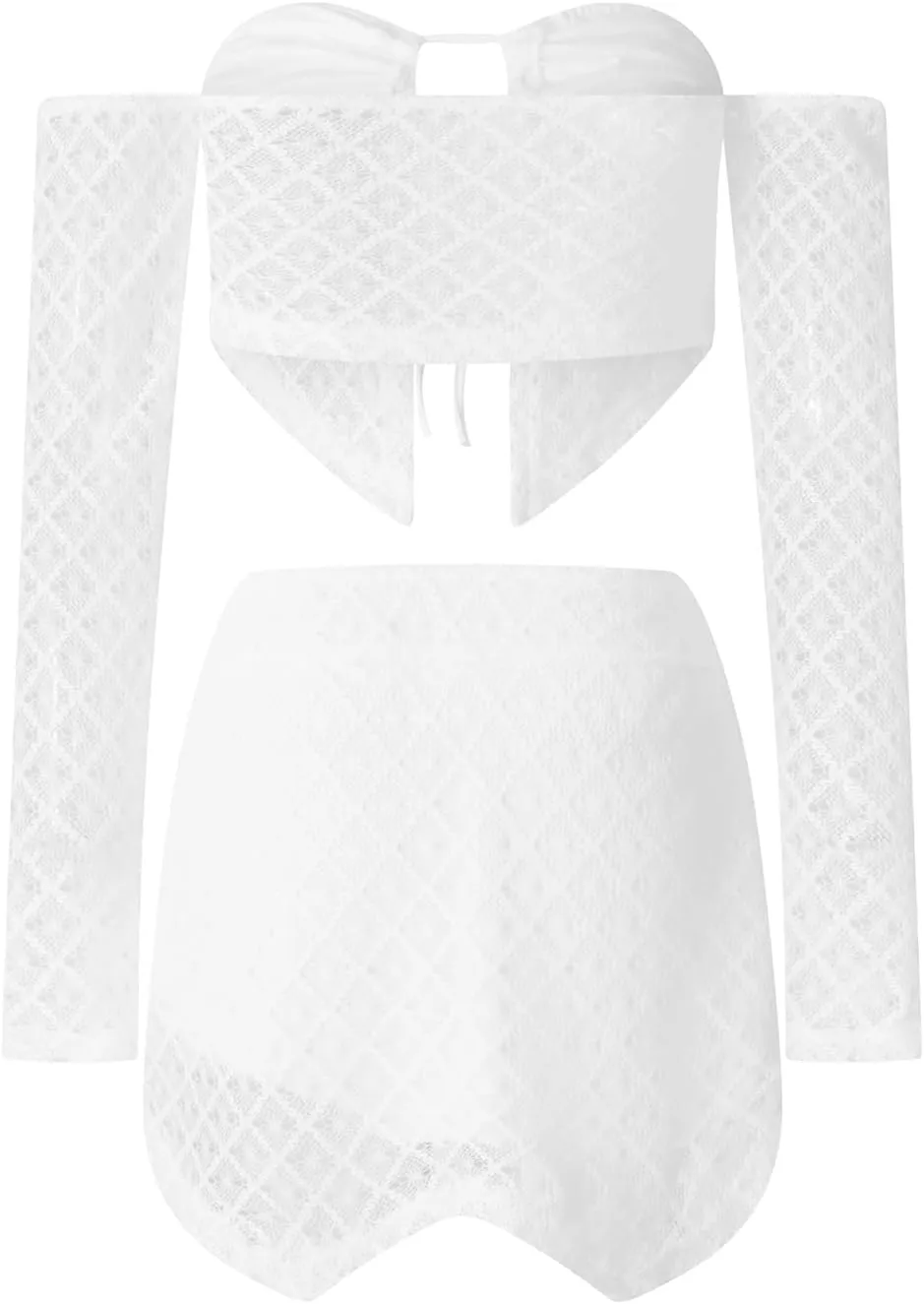 Women Summer 2 Piece Outfits Sleeveless 3D Flower Crop Tank Top High Waist Ruffles Mini Wrapped Skirt Set