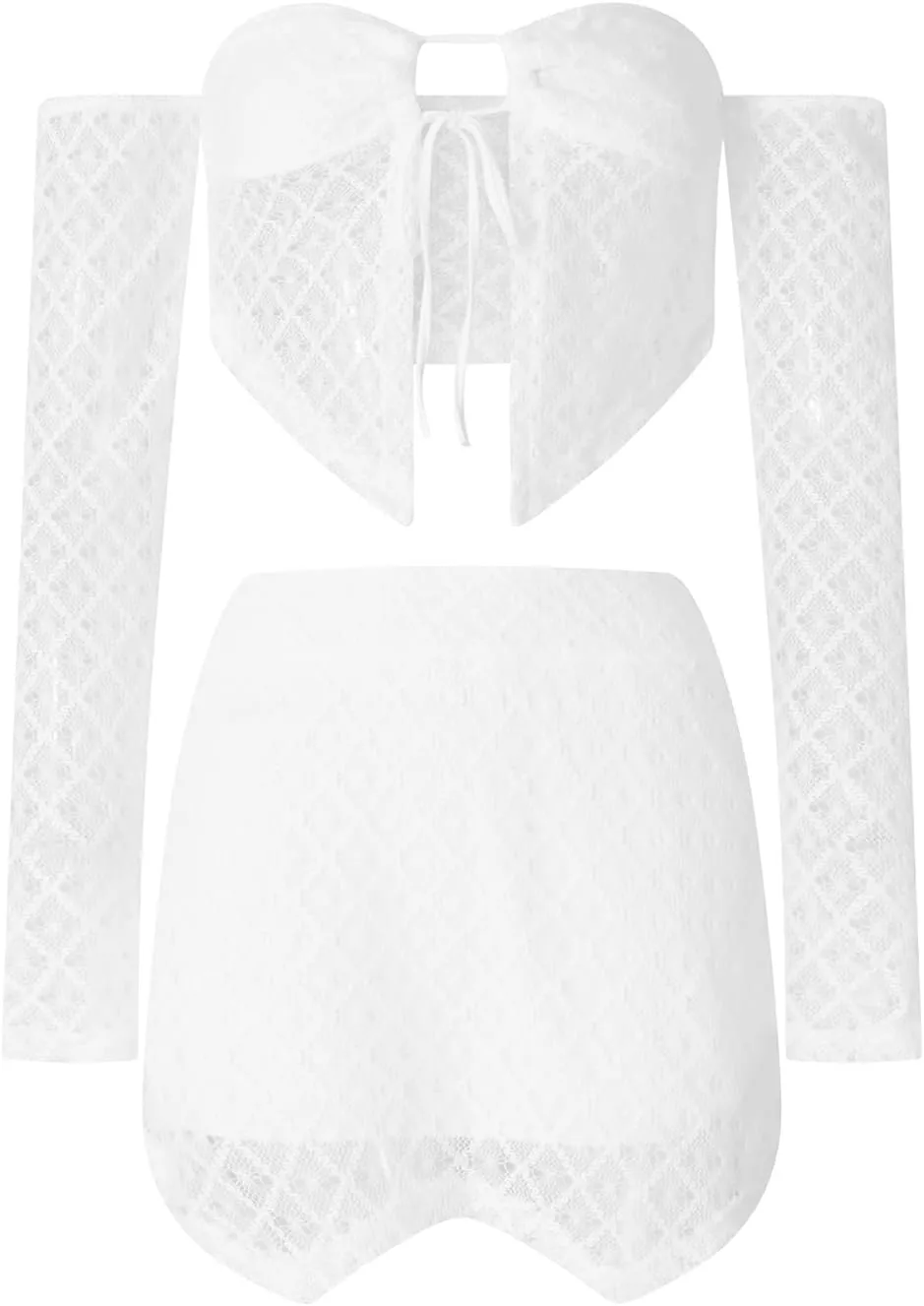 Women Summer 2 Piece Outfits Sleeveless 3D Flower Crop Tank Top High Waist Ruffles Mini Wrapped Skirt Set