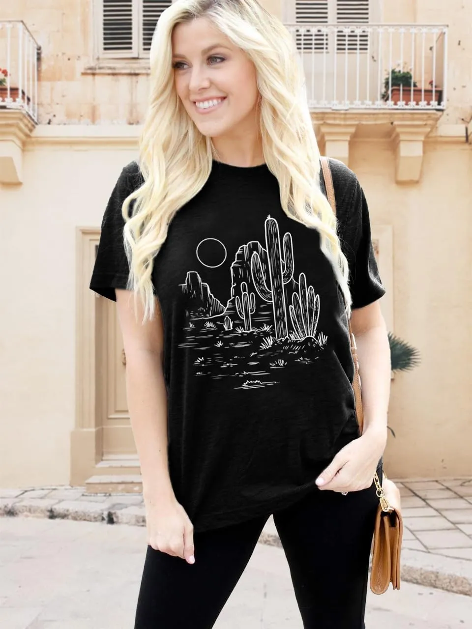 Women Vintage T Shirt Short Sleeve Summer Cactus Tshirt Funny Graphic Tees