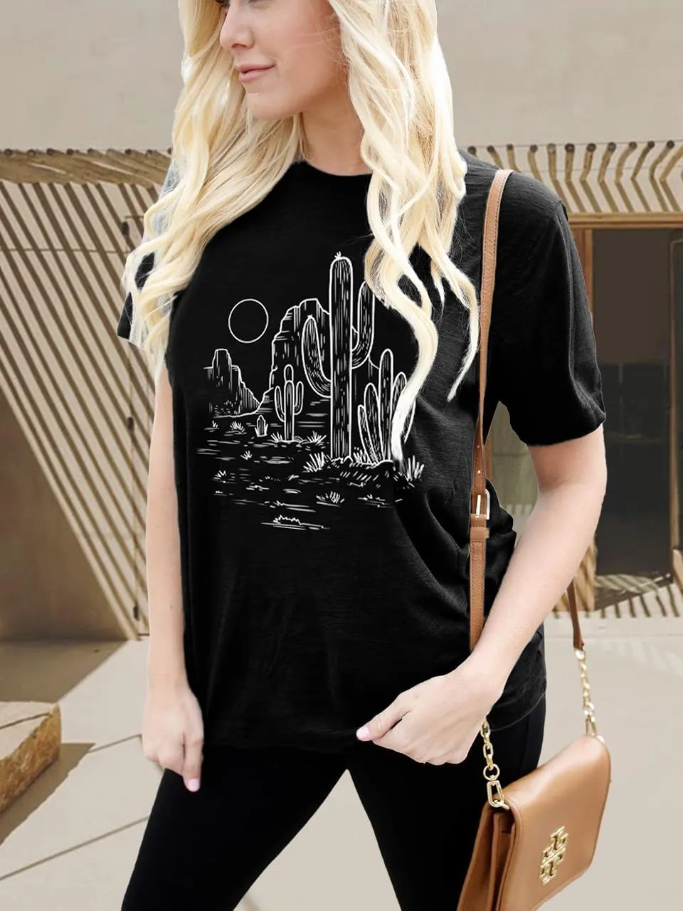 Women Vintage T Shirt Short Sleeve Summer Cactus Tshirt Funny Graphic Tees