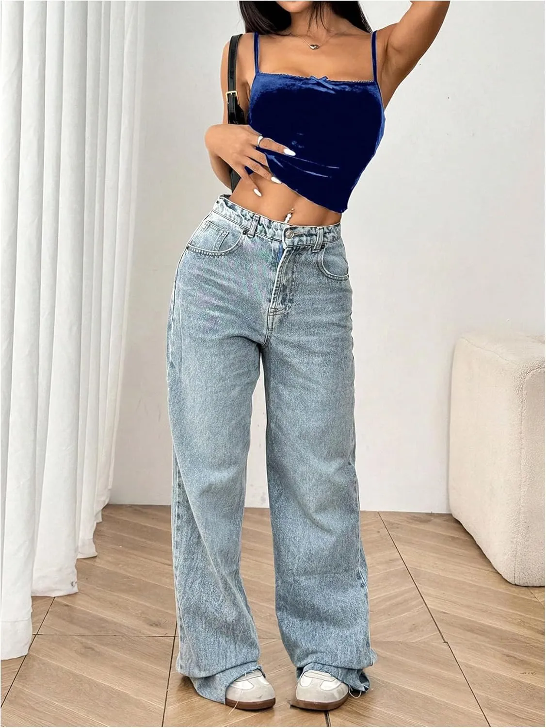 Women's Bowknot Lace Velvet Crop Camisole Tops Slim Fit Spaghetti Strap Tank Tops