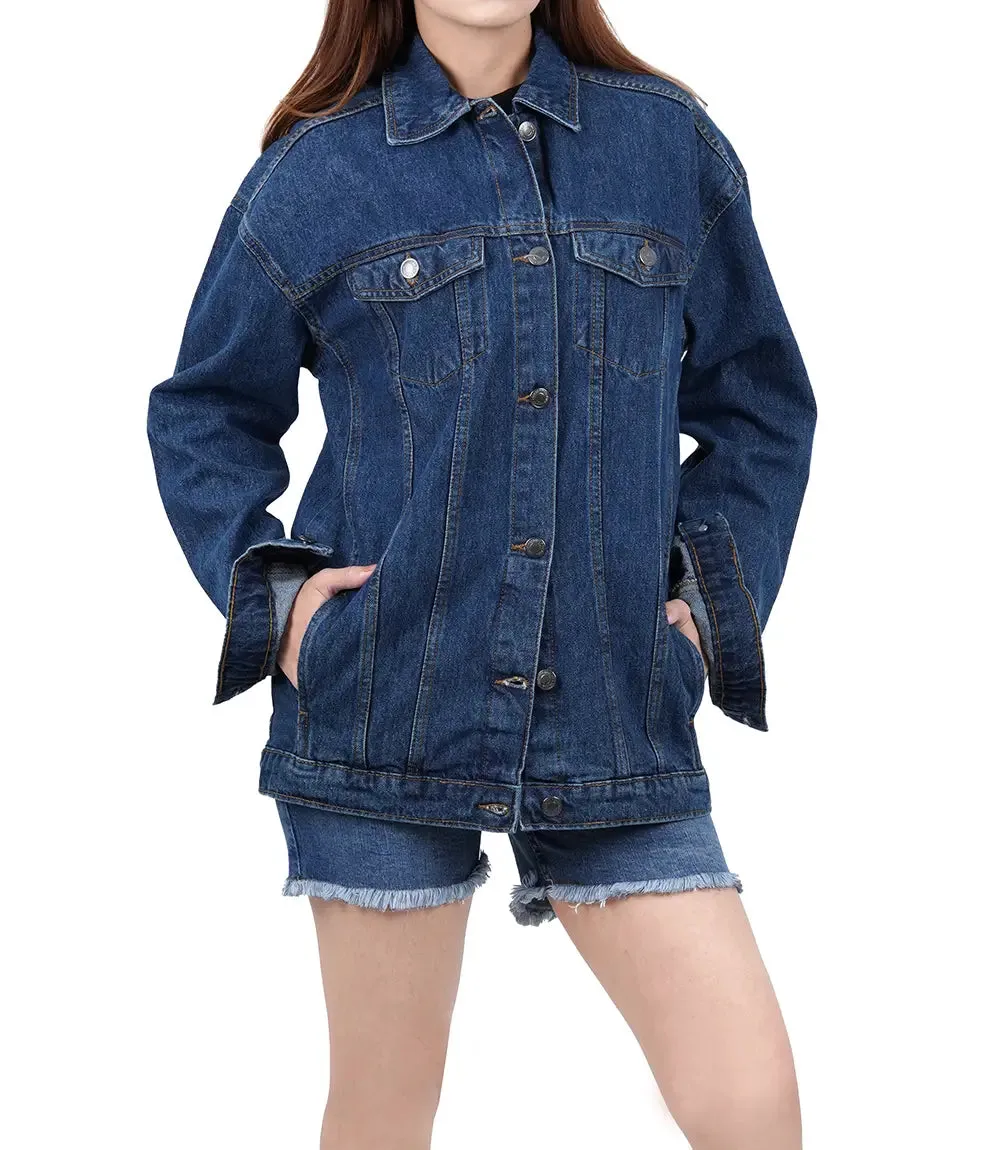 Women's Dark Blue Oversized Denim Jacket