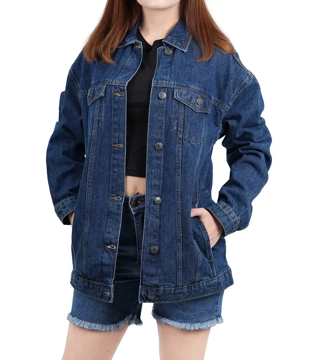 Women's Dark Blue Oversized Denim Jacket