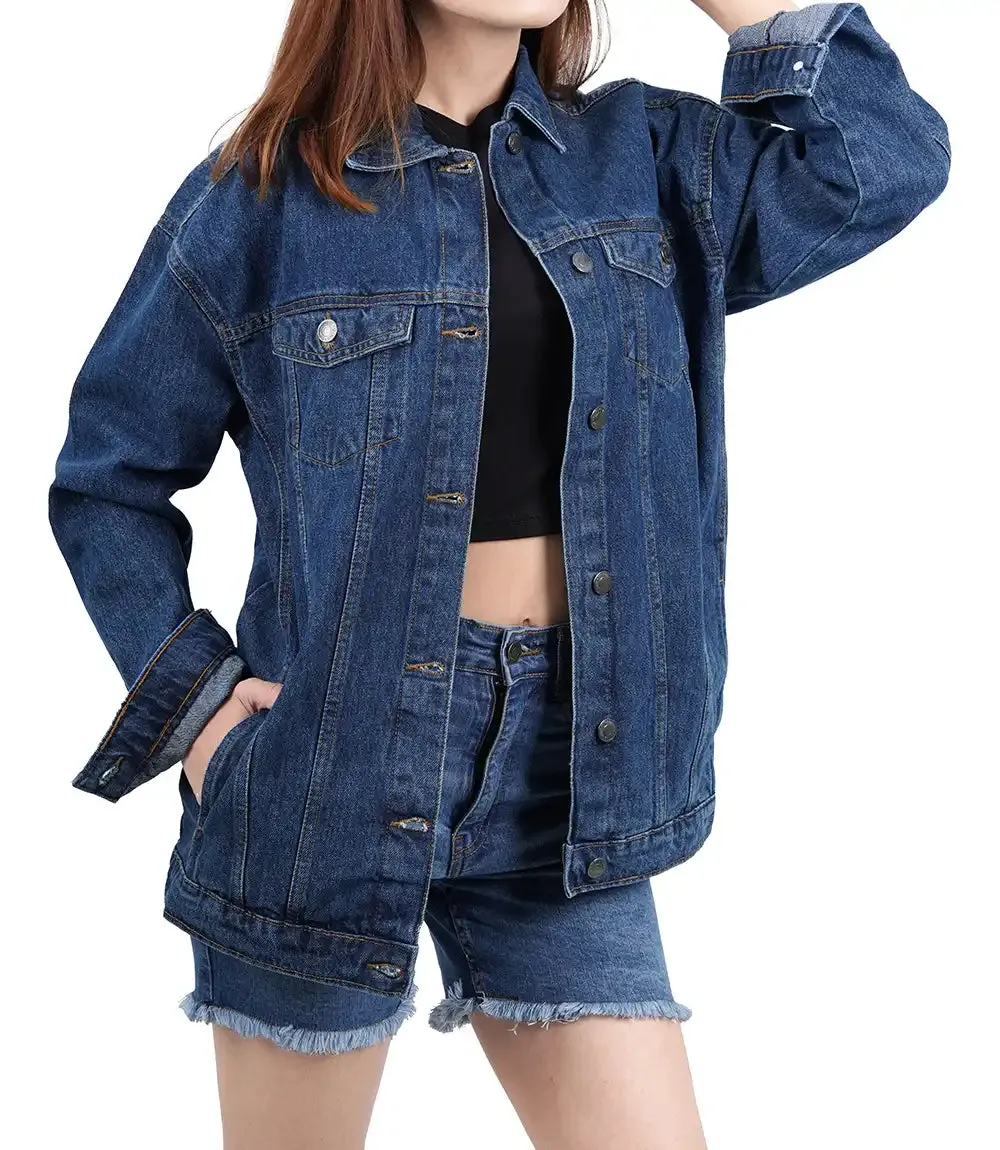 Women's Dark Blue Oversized Denim Jacket