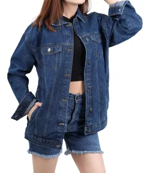 Women's Dark Blue Oversized Denim Jacket