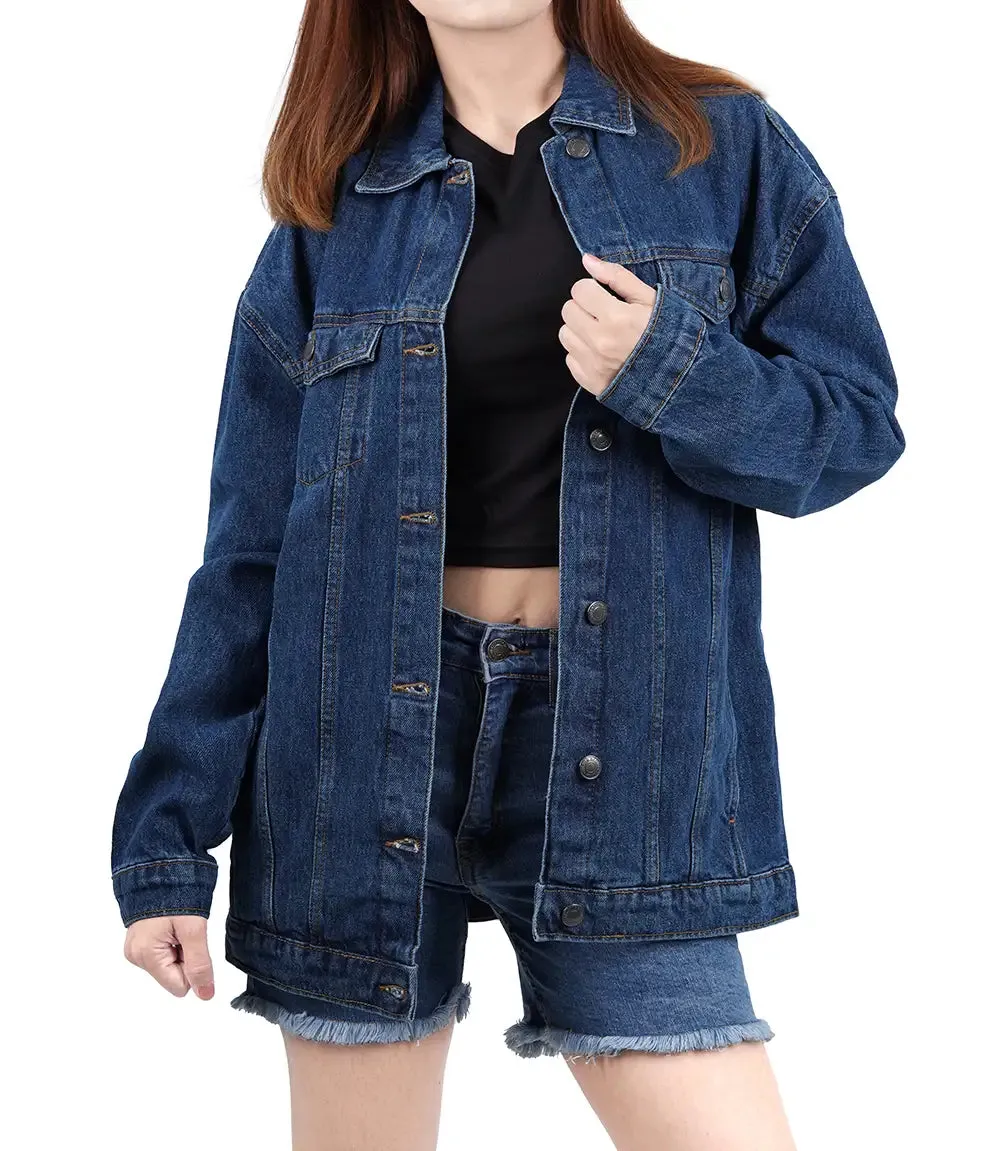 Women's Dark Blue Oversized Denim Jacket