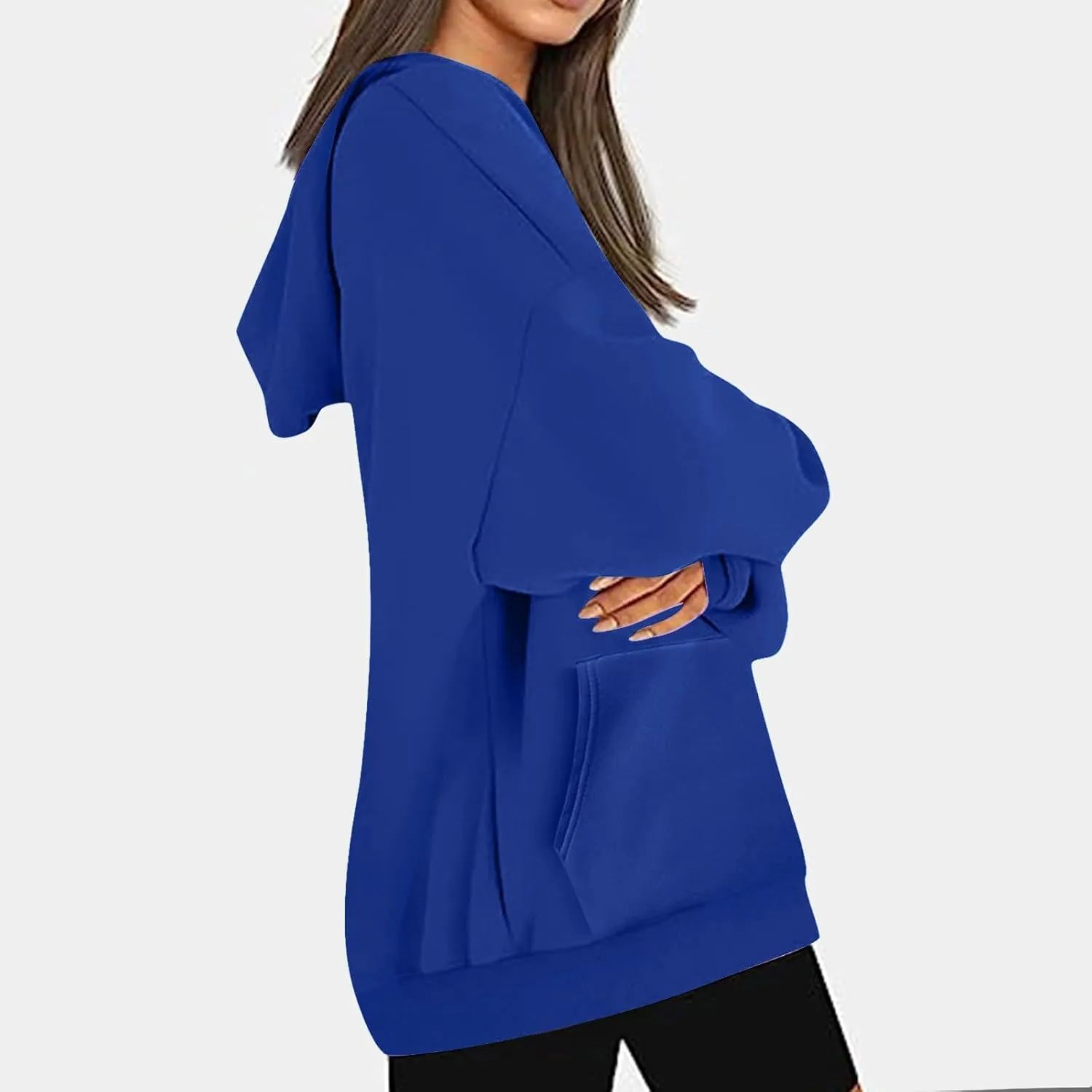 Women's Hoodies Oversized Casual Plus Size Sweatshirts with Drawstring Crew Neck Long Sleeve Cute Fleece Tops