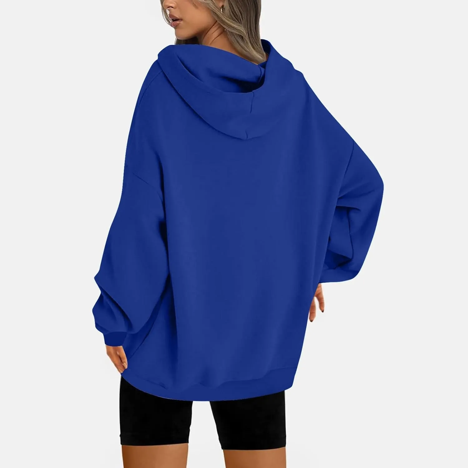 Women's Hoodies Oversized Casual Plus Size Sweatshirts with Drawstring Crew Neck Long Sleeve Cute Fleece Tops