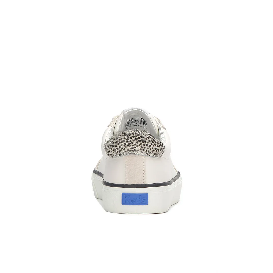 Women's Jump Kick T-Toe Leather/Suede Hair Calf Heel Sneaker Snow White/Cream/Black (WH68631-JKTOE7110)