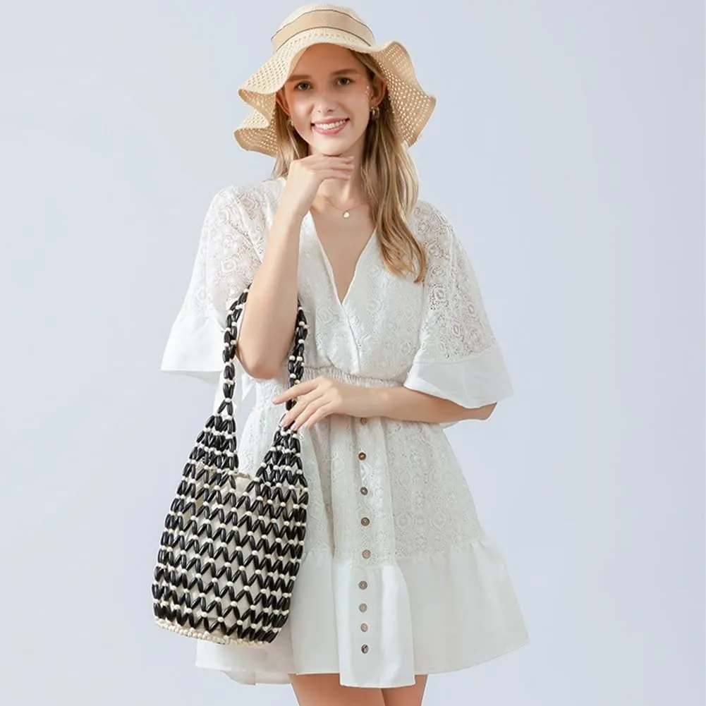 Womens Lace Crochet Romper,Plus Size Summer Dresses,Short Beach Dress,Flowy Mini Dress,Batwing Sleeve Sundress