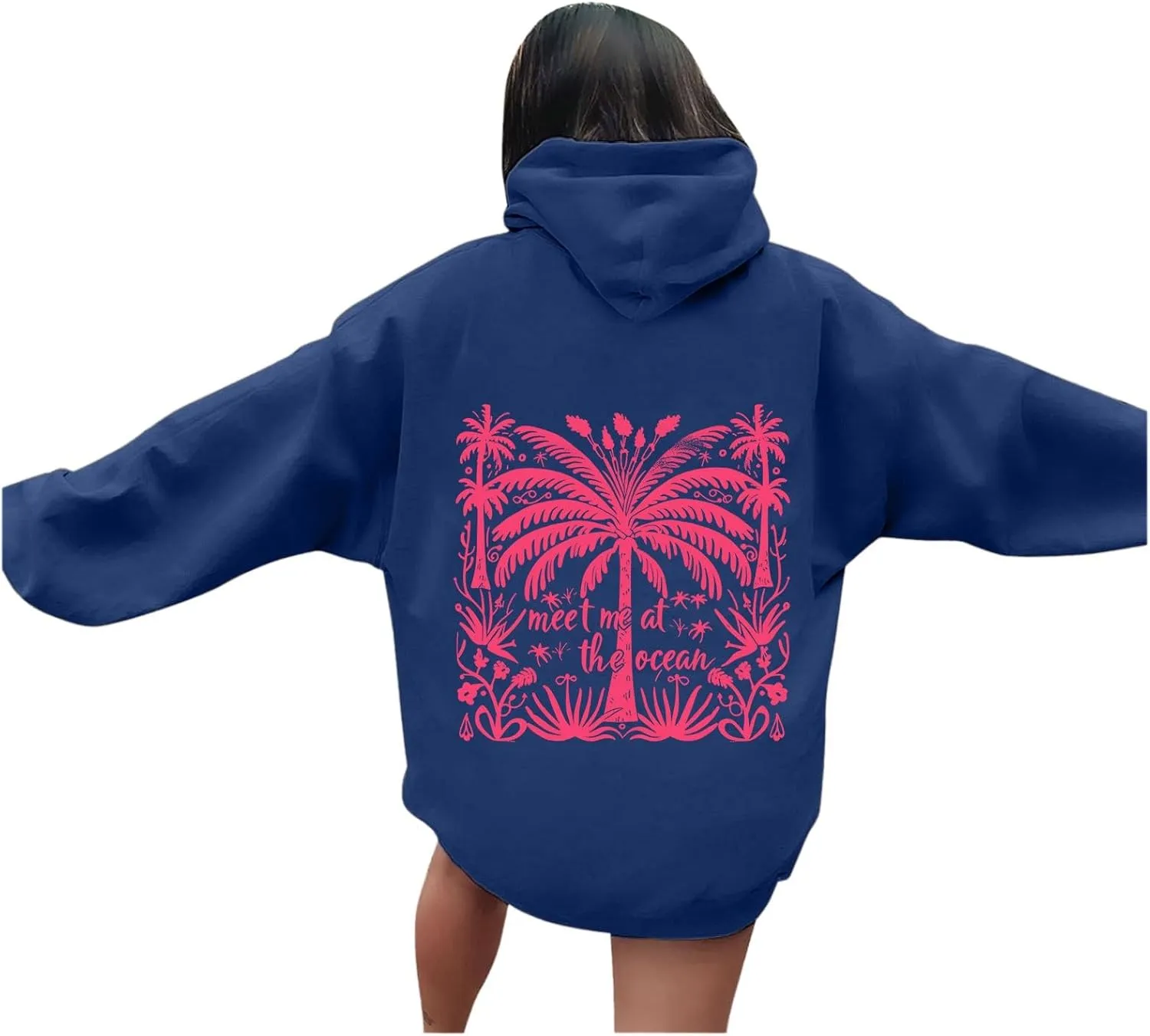 Womens Letter Print Oversized Hoodies Sweatshirts Casual Long Sleeve Pullover Tops with Pocket Fashion Outfits Clothes
