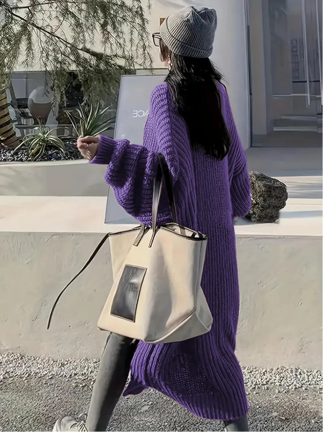Womens Long Sleeve Cardigan Sweaters Open Front Knit Long Cardigans Duster with Pockets 2024 Fall Winter Oversized Coat