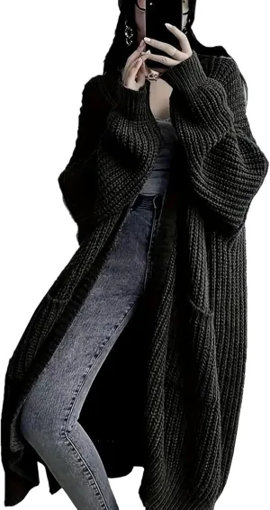 Womens Long Sleeve Cardigan Sweaters Open Front Knit Long Cardigans Duster with Pockets 2024 Fall Winter Oversized Coat