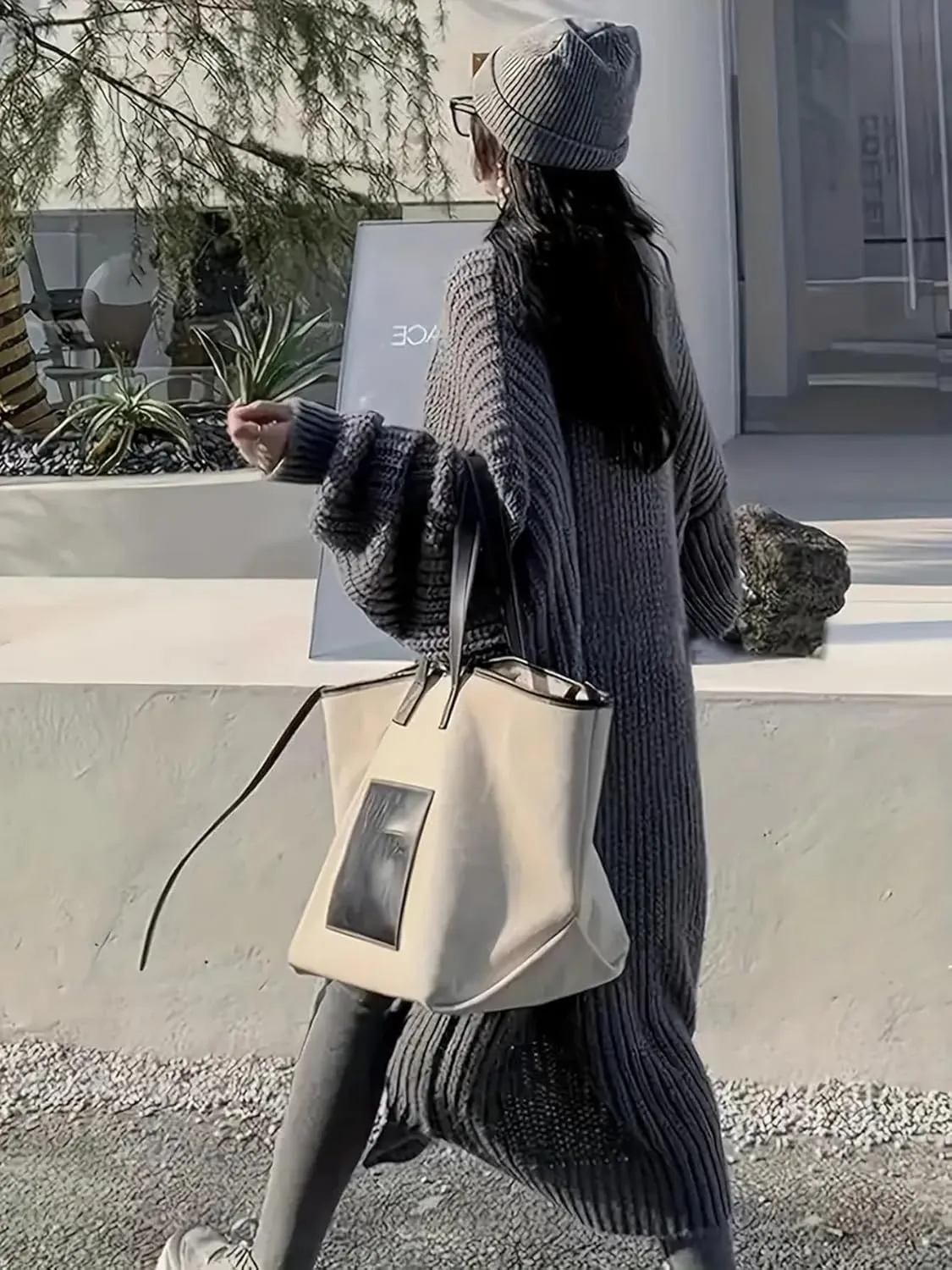 Womens Long Sleeve Cardigan Sweaters Open Front Knit Long Cardigans Duster with Pockets 2024 Fall Winter Oversized Coat