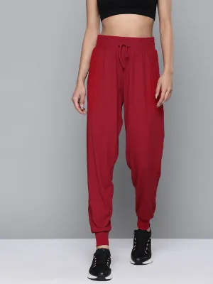 Women's Maroon Solid Relaxed Fit Dry Fit Gym Joggers