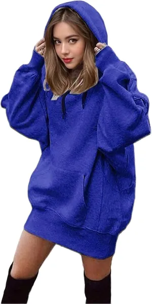 Womens Oversized Hoodies Dress 2024 Fall Casual Loose Long Sleeve Sweatshirt Trendy Hooded Pullover Tops Y2K Clothes