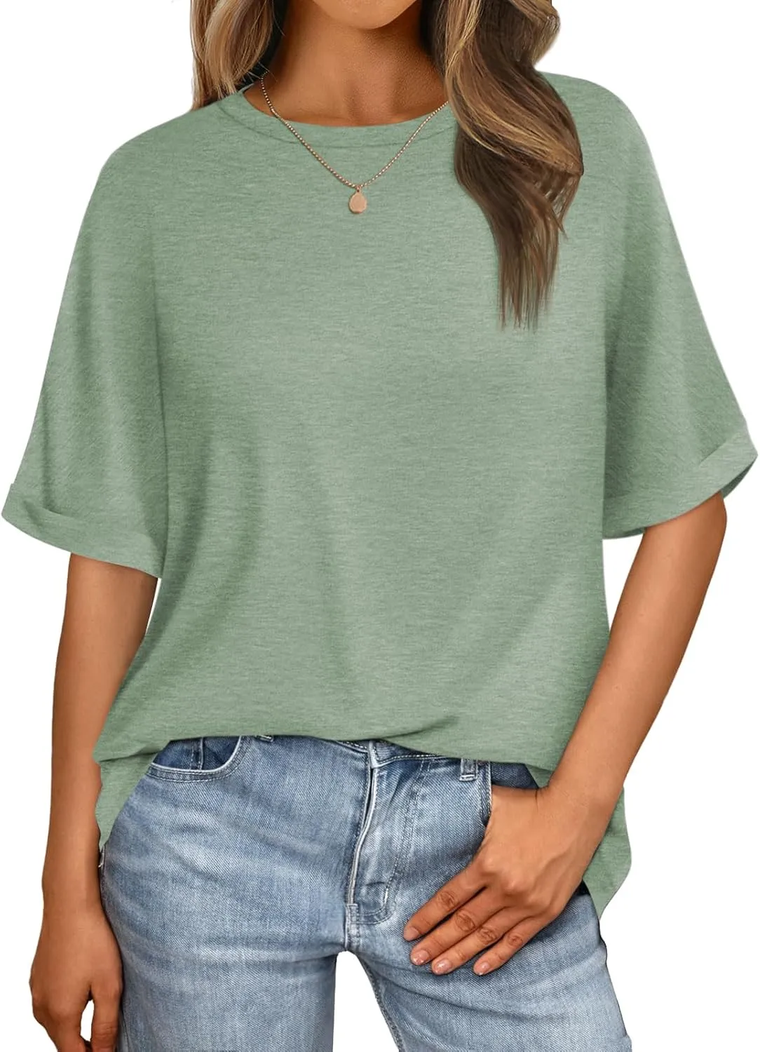 Women's Oversized T Shirts Short Sleeve Crewneck Summer Tops Casual Loose Basic Tee Shirts 2025 Trendy Clothes