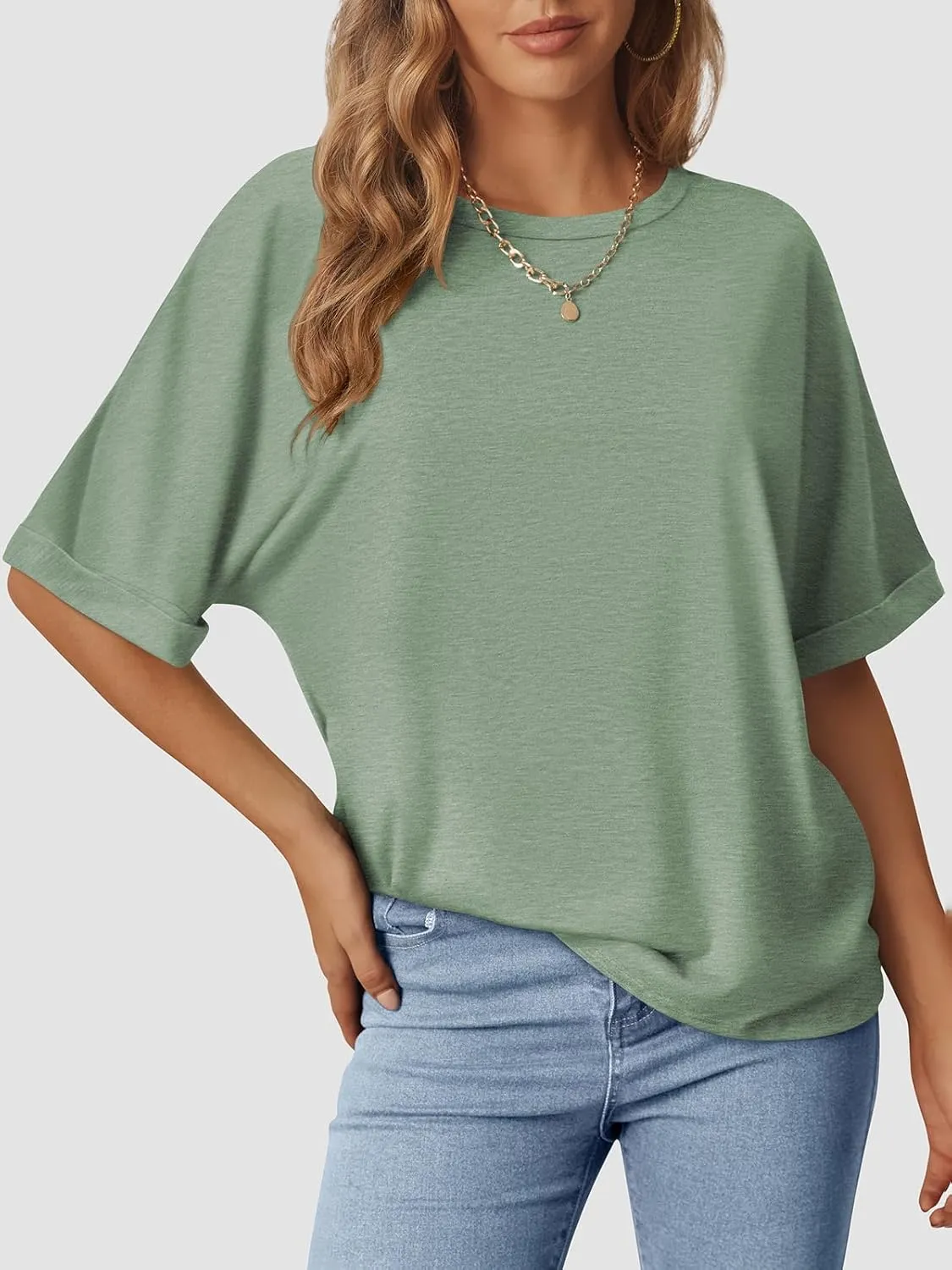 Women's Oversized T Shirts Short Sleeve Crewneck Summer Tops Casual Loose Basic Tee Shirts 2025 Trendy Clothes