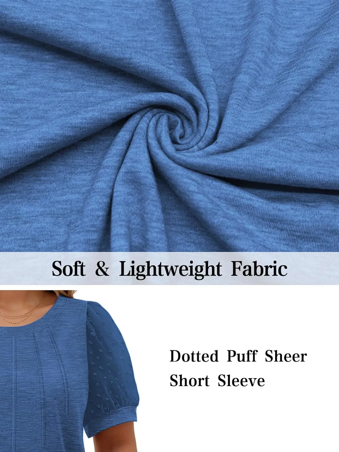 Womens-Plus-Size-Summer-Tops Dressy Dotted Puff Sheer Short Sleeve T Shirts Trendy Pleated Blouses Cute Casual Tunics