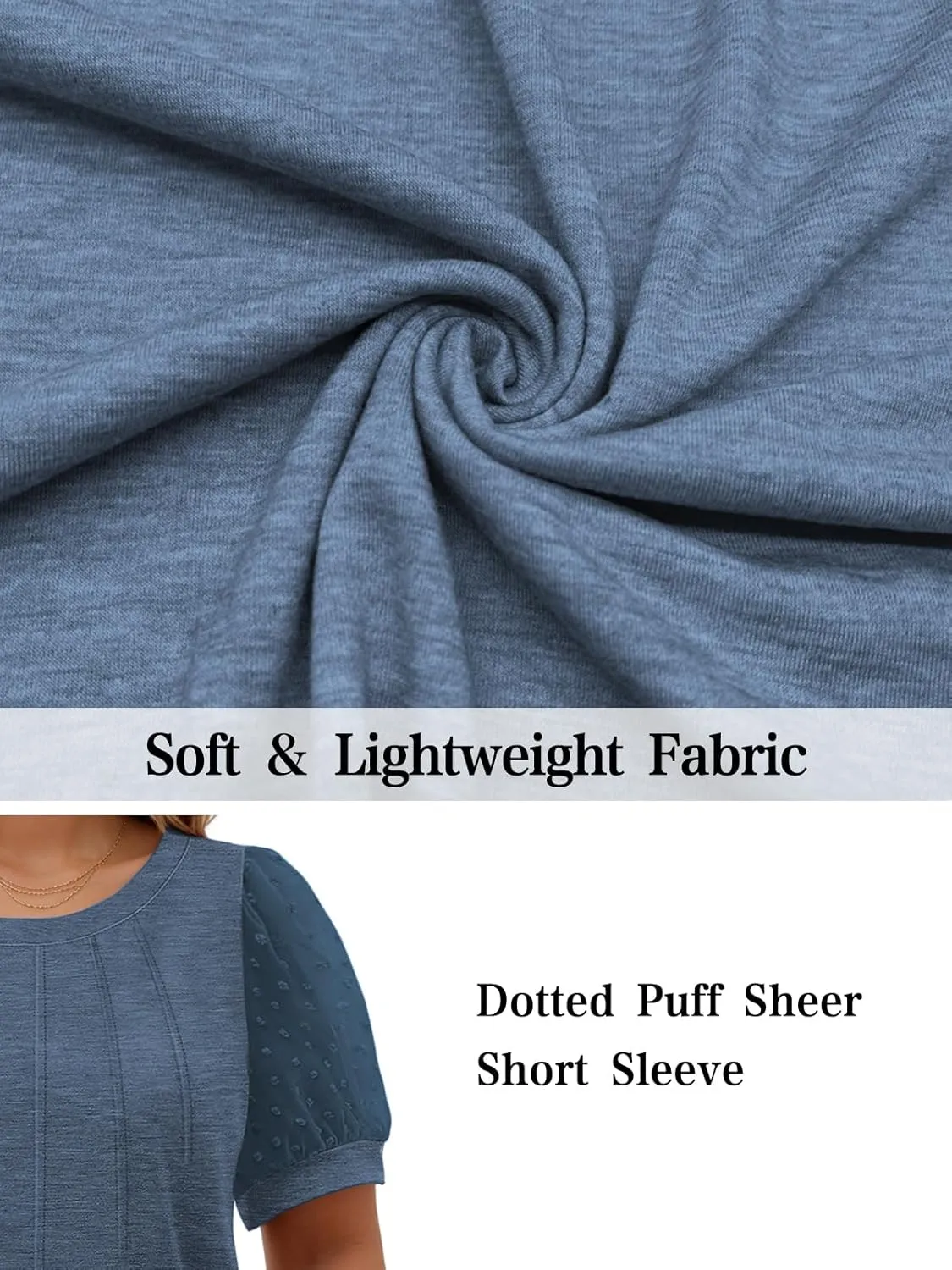 Womens-Plus-Size-Summer-Tops Dressy Dotted Puff Sheer Short Sleeve T Shirts Trendy Pleated Blouses Cute Casual Tunics