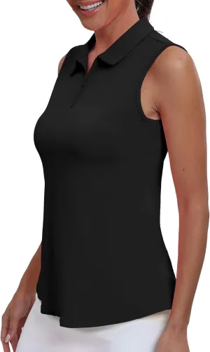 Womens Polo Shirts Athletic Golf Tennis Tanks Top Casual Sleeveless V Neck Quick Dry Shirts Workout Tee