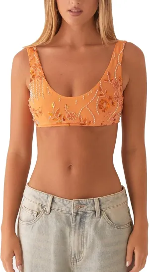 Womens Sequin Sparkle Cami Tank Bralette Tops Y2k Summer Low Back Rhinestone Glitter Going Out Cropped Top