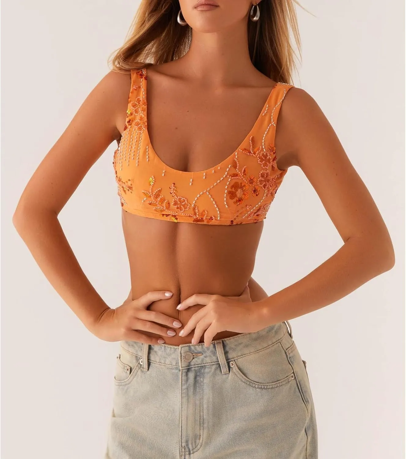 Womens Sequin Sparkle Cami Tank Bralette Tops Y2k Summer Low Back Rhinestone Glitter Going Out Cropped Top