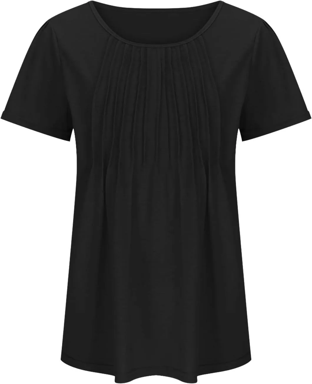 Womens Short Sleeve Crew Neck Pleated Shirts Summer Casual Trendy Vintage T-Shirts Lightweight Going Out Blouses