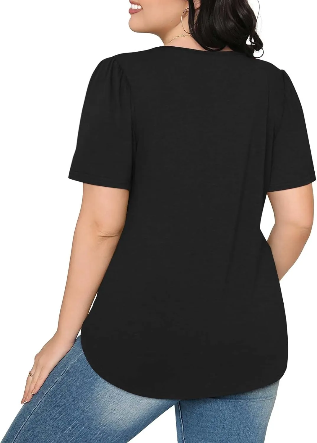 Womens Short Sleeve Crew Neck Pleated Shirts Summer Casual Trendy Vintage T-Shirts Lightweight Going Out Blouses