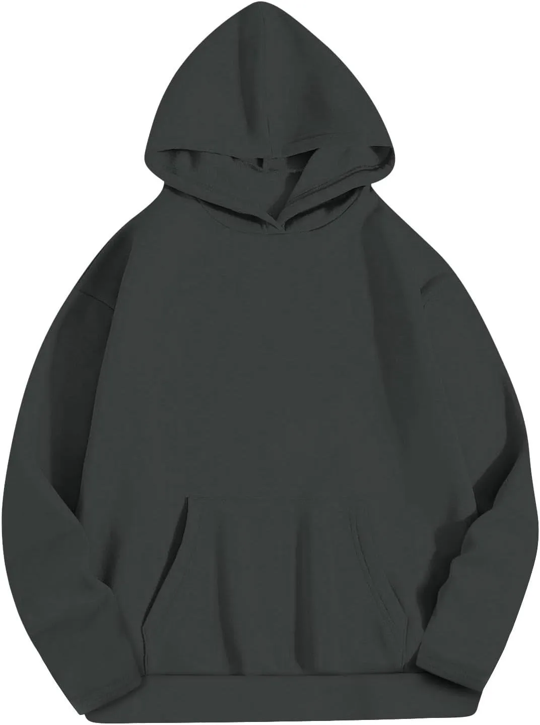 Womens Solid Fleece Hooded Sweatshirts Oversized Casual Fall Winter Pullover Hoodies 2024 Baggy Long Sleeve Tops 2024