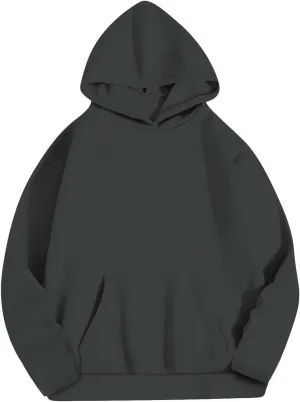 Womens Solid Fleece Hooded Sweatshirts Oversized Casual Fall Winter Pullover Hoodies 2024 Baggy Long Sleeve Tops 2024