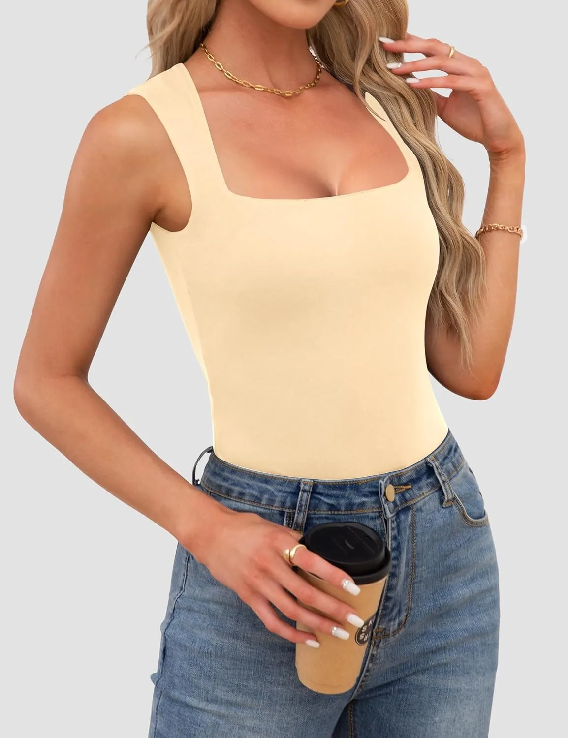 Womens Square Neck Tank Tops Dressy Summer Sleeveless Shirts Sexy Going Out Fitted Trendy Tops T Shirts Blouses