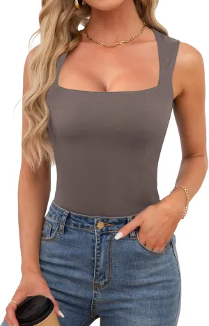 Womens Square Neck Tank Tops Dressy Summer Sleeveless Shirts Sexy Going Out Fitted Trendy Tops T Shirts Blouses