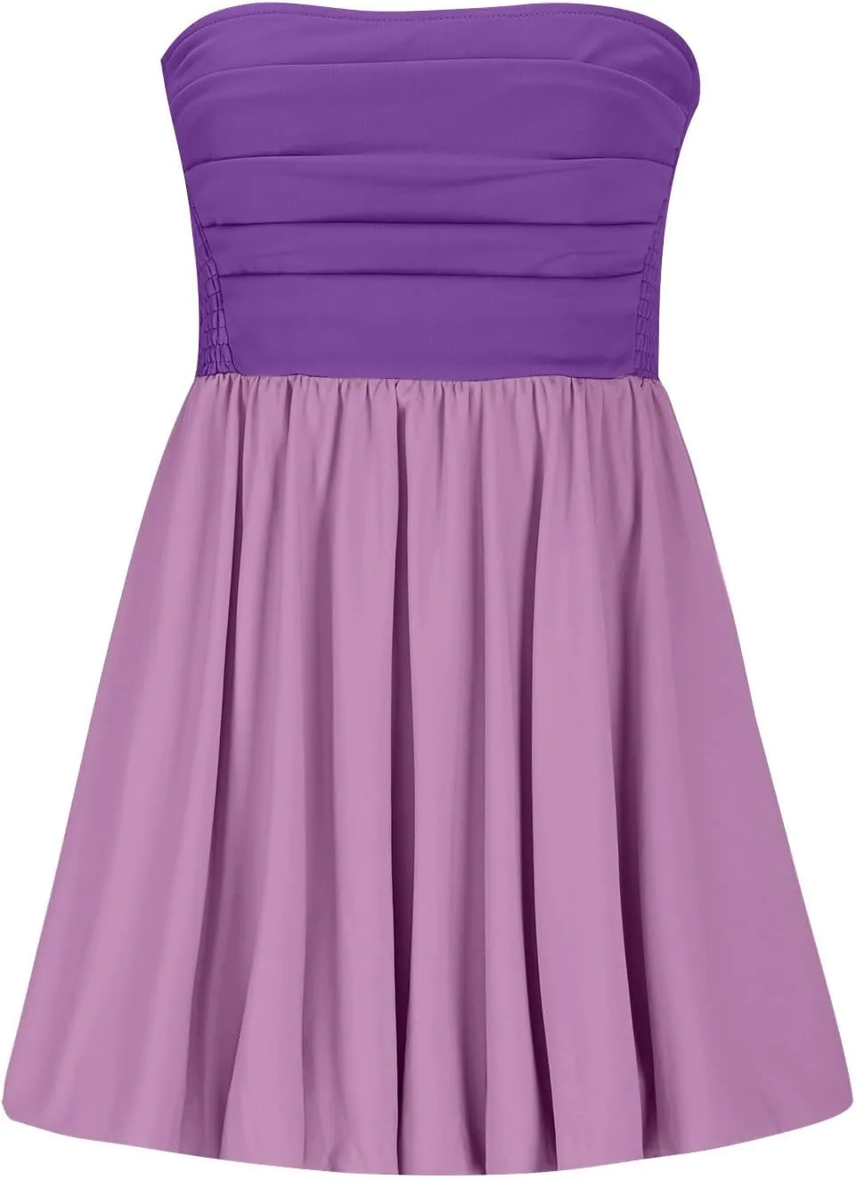 Women's Strapless Tube Top Mini Dress Sleeveless Backless Ruched Off Shoulder Flared Dress Summer Party Club Dresses