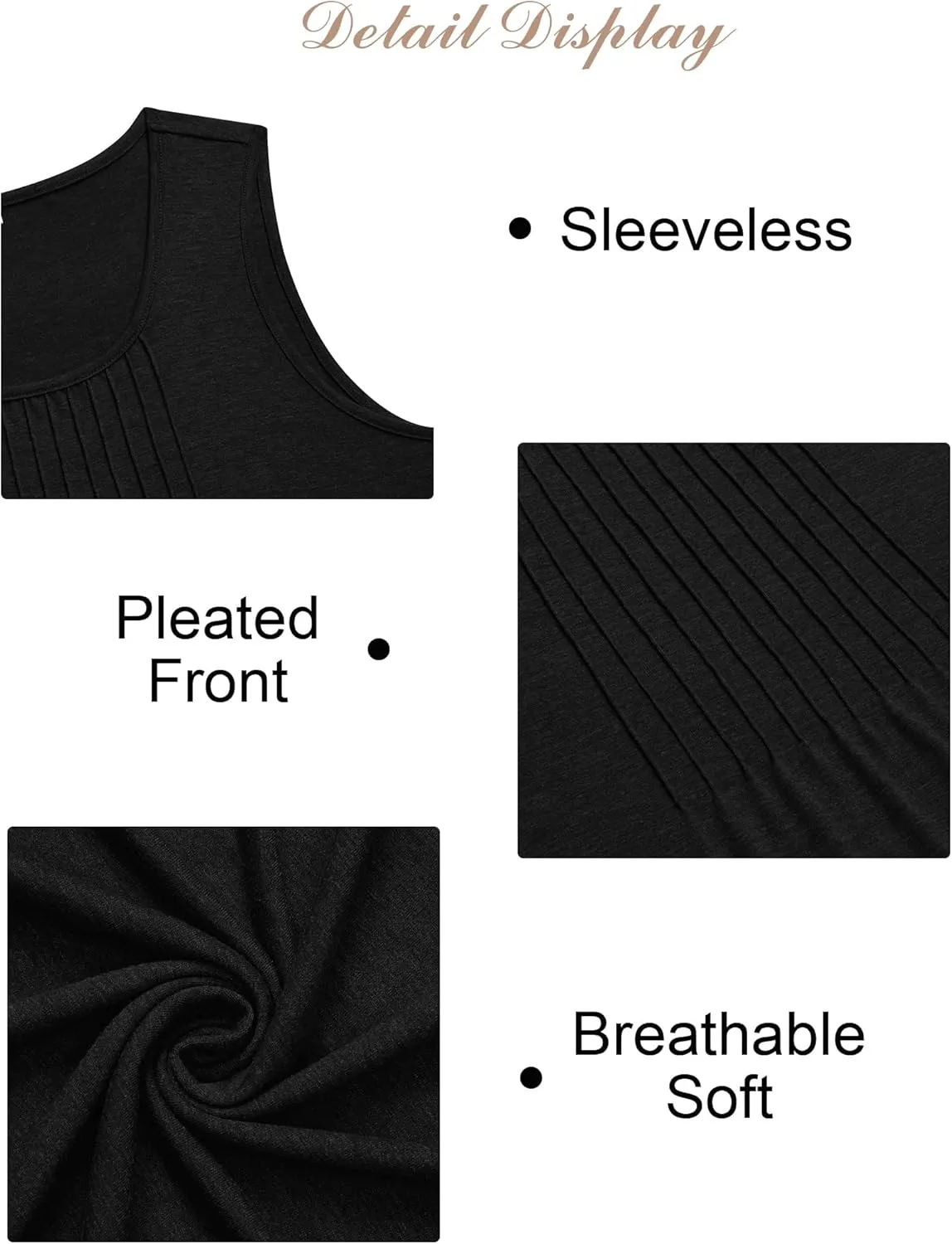Women's Summer Tank Tops Square Neck Dressy Casual Sleeveless Blouses Plus Scooped Neck Pleated Work Shirts