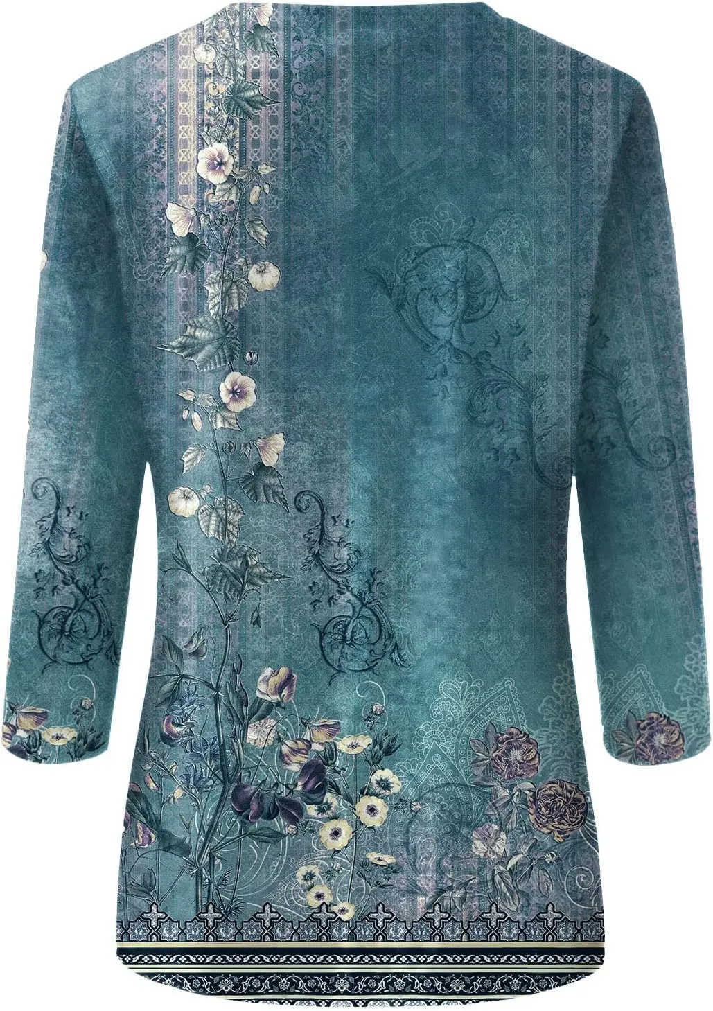 Womens Summer Tops Dressy 3/4 Sleeve Shirts Floral Print Tunic Blouses 2024 Womens Tops Casual Basic Tees