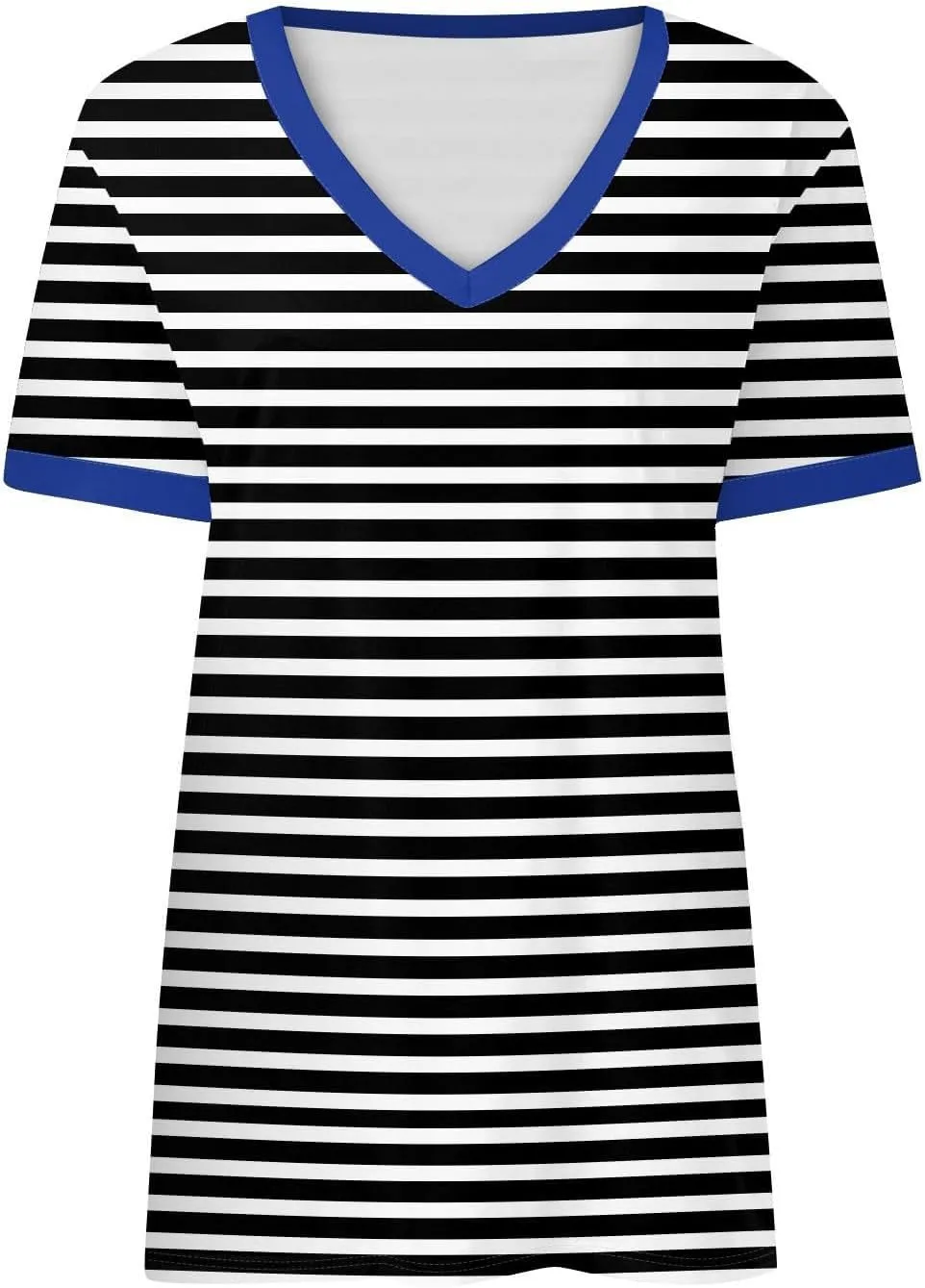 Womens Summer Tops Dressy Casual V Neck Short Sleeve Striped Color Block T Shirts Daily Going Out Blouses
