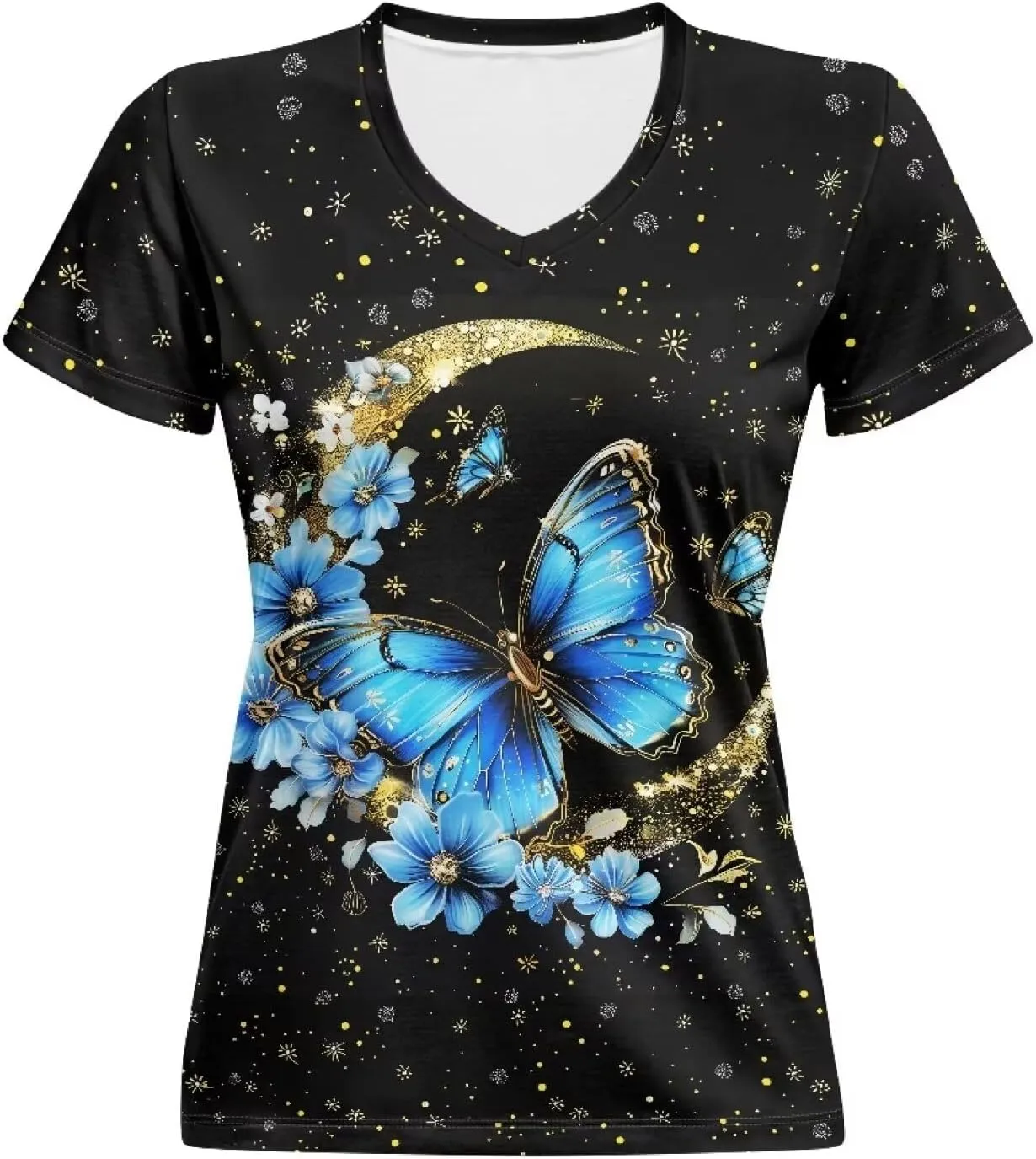 Womens Summer V Neck Casual T Shirt Short Sleeve Blouses Tops Plus Size Athletic T-Shirt for Women Graphic XS-5XL