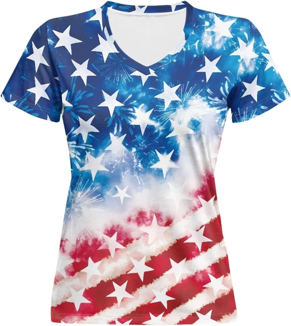 Womens Summer V Neck Casual T Shirt Short Sleeve Blouses Tops Plus Size Athletic T-Shirt for Women Graphic XS-5XL