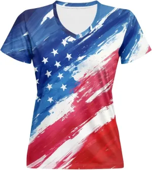 Womens Summer V Neck Casual T Shirt Short Sleeve Blouses Tops Plus Size Athletic T-Shirt for Women Graphic XS-5XL
