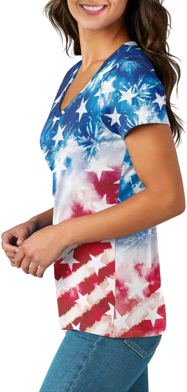 Womens Summer V Neck Casual T Shirt Short Sleeve Blouses Tops Plus Size Athletic T-Shirt for Women Graphic XS-5XL