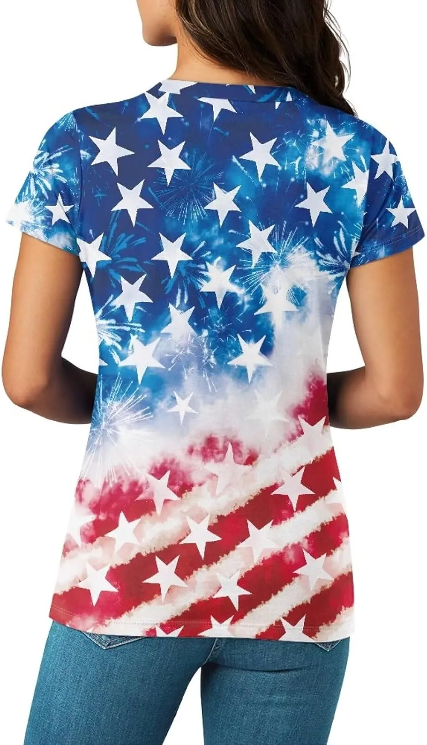 Womens Summer V Neck Casual T Shirt Short Sleeve Blouses Tops Plus Size Athletic T-Shirt for Women Graphic XS-5XL